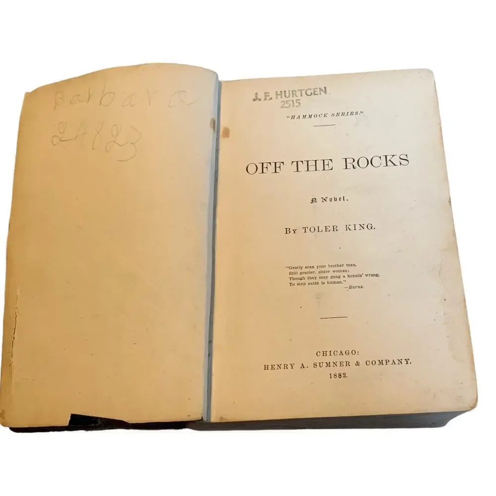 Off The Rocks The Hammock Series Number 3 Hard Cover First Edition Toler King